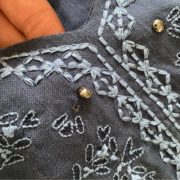 💙 GERRY WEBER NAVY EMBROIDERED LINEN BEACH COVERUP! - Picture 14 of 14